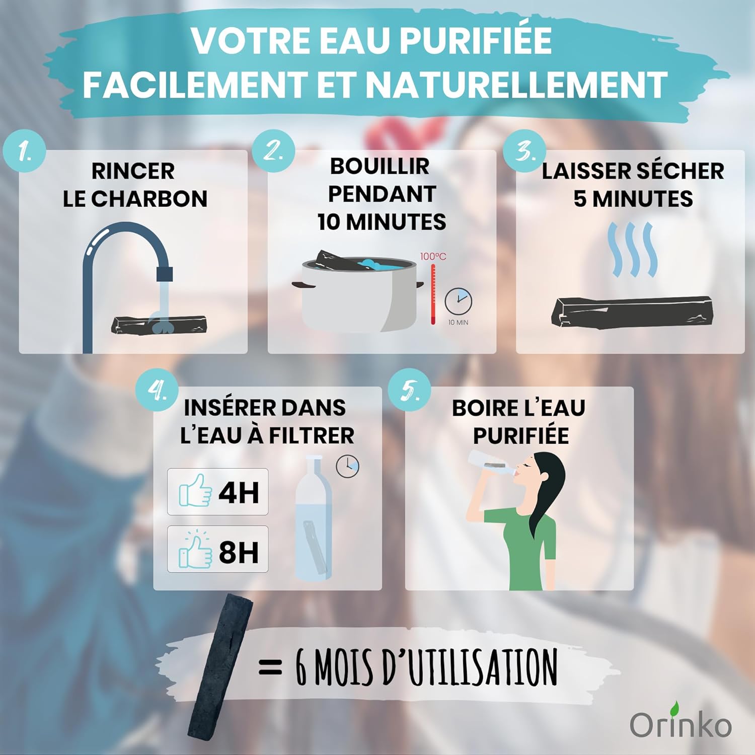 Charbon actif français Binchotan x3 – Purification naturelle de l’eau 